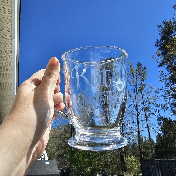 Handetched Beautiful Beacons But First Tea Glass Mug - Picture 1 of 3